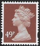 Y1725  49p 2B  red-brown. blue fluor ex sheet.  DLR   U/M (MNH)