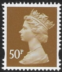 Y1726  50p 2B  ochre. blue fluor. ex sheet  DLR  U/M (MNH)