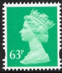 Y1732  63p 2B light emerald. blue fluor. ex sheet  Harrison  U/M (MNH)