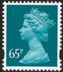 Y1734  65p  2B  greenish-blue. blue fluor. ex sheet  DLR  U/M (MNH)