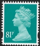 Y1739  81p  2B turquoise green. blue fluor. ex sheet  DLR  U/M (MNH)