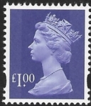 Y1743   £1.00 2B bluish violet. blue fluor. ex sheet.  Harrison U/M (MNH)