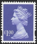 Y1743  £1.00 2B  bluish violet. blue fluor. ex sheet  Enschede  U/M (MNH)