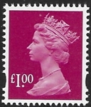 Y1744  £1.00 2B magenta. blue fluor. ex sheet.  DLR  U/M (MNH)