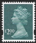 Y1747  £2.00 2B  deep blue-green. blue fluor. ex sheet  DLR U/M (MNH)