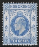 1907 Hong Kong  SG.95 10 cents bright ultramarine M/M