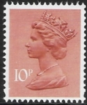X889ea  10p  LB  orange brown ex booklet Harrison  U/M (MNH)