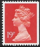 X914  19p 2B  bright orange-red. ex booklet imperf right.  Harrison  U/M (MNH)