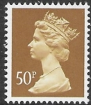 X993  50p  ochre  from sheet Cyld. 35 & 36 on FCP. spec no. U428 Harrison  U/M (MNH)