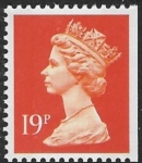 X1052 19p 2B bright orange imperf right. ex booklet. Walsall U/M