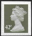 SG.2297  42p 2B deep olive grey gravure Walsall  elliptical perfs 15x14 self adhesive U/M (MNH)