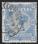 SG.183 10/- ultramarine . corner letters BF. 'London EC' postmark.  fine used