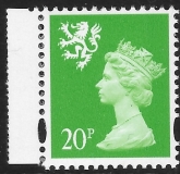 S90a  20p RB  bright green perf 14, DX21  Walsall  U/M (MNH)