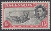 1938 Ascension. SG.40a  1½d  black & vermilion with variety 'Davit' flaw. lightly mounted mint.