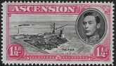 1938 Ascension. SG.40ddb.    1½d black & rose-carmine perf 14. with variety 'cut mast & railings. very lightly mounted mint.