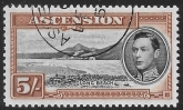 1938-53 Ascension.  SG.46a  5s. black & yellow-brown perf 13  Vfu.