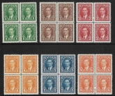 1937  Canada SG.357-62 KGVI  blocks of 4 unmounted mint (MNH)