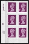 U2920  1p  2B deep crimson   M12L  cyld. D2  grid position R2 C1   DLR  U/M (MNH)