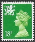 W 49b   18p  LB  bright green  ex DX15 Questa   U/M (MNH)