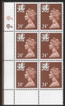 W 59  Wales 24p phos. chestnut   Cyld. Q4 Q4 printed by Questa U/M (MNH)