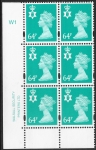 NI 86  N. Ireland.   64p 2B  turquoise blue.  cyld.W1 phos W2  Walsall U/M (MNH)