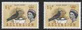 1963 Ascension  SG.71a 1½d variety  'White-capped Noddy'. cobalt ommitted. U/M (MNH)