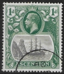 1924  Ascension.  SG.11  1d grey-black and deep blue-green.  fine used
