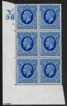 N56 2½d blue cylinder 8 dot  Y36  perf 5(E/I) unmounted mint (MNH) (this cylinder block contain a listed variety)..