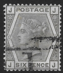 Great Britain  1873-80  SG.147  6d grey  plate 17  wmk. spray  used.
