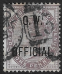 Great Britain SG.O33  1d lilac  overpeinted O.W. OFFICIAL.  used