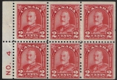 1930 Canada SG.291a 2c scarlet booklet pane of 6 U/M (MNH)