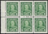 1935  Canada SG.341a  1c green  booklet pane of 6  (nicely centred) mounted mint (one stamp only)