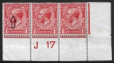 KGV 1d vermilion  Royal Cypher SG. spec. N16 na. control J17 perf 'white spot on eyebrow' U/M (MNH)
