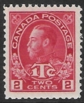 1916 Canada SG.231 2c bright rose red  die 1 U/M (MNH)