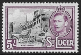 1938  St. Lucia  SG.137  5/- black & mauve U/M (MNH