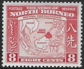 1939 North Borneo  SG. 308  8c scarlet mounted mint.
