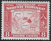 1939 North Borneo  SG. 308  8c scarlet mounted mint.
