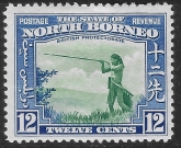 1939 North Borneo  SG.310  12c green & royal blue mounted mint.