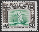 1939 North Borneo  25c green & chocolate mounted mint.