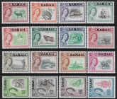 1964  Sabah  SG.408-23  'North Borneo' overprinted 'Sabah'  set 16 values. U/M (MNH)