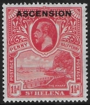 1922 Ascension KGV  SG.3 1½d rose-scarlet stamp of St Helena overprinted 'Ascension' U/M(MNH)