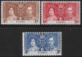 1937  Gambia SG.266-8  Coronation set 3 values U/M (MNH)