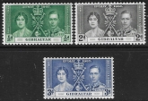 1937  Gibraltar  SG.118-20  Coronation set 3 values U/M (MNH)