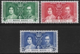 1937  Hong Kong SG.137-9  Coronation set 3 values U/M (MNH)