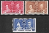 1937 Leeward Is.  SG.92-4  Coronation set 3 values U/M (MNH)