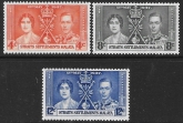 1937 Malaya - Straits   SG.275-7  Coronation set 3 values U/M (MNH)