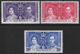 1937 Mauritius  SG.249-51  Coronation set 3 values U/M (MNH)
