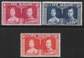 1937 New Zealand  SG.599-601 Coronation  set 3 values U/M (MNH)