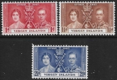 1937  Virgin Is.   SG.107-9  Coronation set 3 values U/M (MNH)