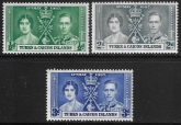 1937  Turks & Caicos   SG.191-3   Coronation  set 3 values U/M (MNH)